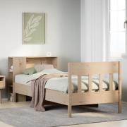 vidaXL Säng med bokhylla utan madrass 90x190cm massiv furu