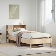 vidaXL Säng med bokhylla utan madrass 90x190cm massiv furu