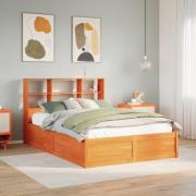 vidaXL Sängram utan madrass vaxbrun 150x200 cm massiv furu