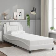 vidaXL Sängram med huvudgavel vit 90x200 cm konstläder