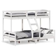 vidaXL Våningssäng 90x200/120x200 cm vit massiv furu