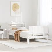 vidaXL Sängram med huvudgavel utan madrass vit 90x190 cm