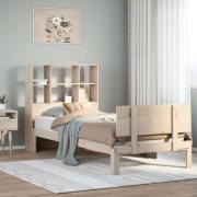 vidaXL Säng med bokhylla utan madrass 75x190cm massiv furu