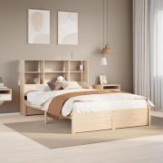 vidaXL Säng med bokhylla utan madrass 160x200cm massiv furu