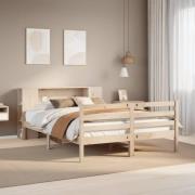 vidaXL Säng med bokhylla utan madrass 140x200cm massiv furu