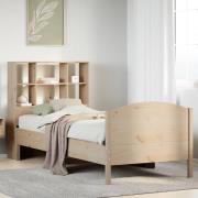 vidaXL Säng med bokhylla utan madrass 100x200cm massiv furu