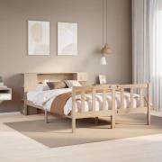 vidaXL Säng med bokhylla utan madrass 140x190cm massiv furu