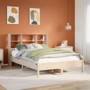 vidaXL Säng med bokhylla utan madrass 140x200cm massiv furu