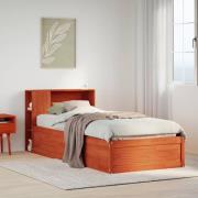 vidaXL Sängram utan madrass vaxad brun 90x200 cm massiv furu