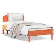 vidaXL Sängram utan madrass vaxad brun 90x200 cm massiv furu