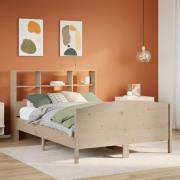 vidaXL Säng med bokhylla utan madrass 160x200cm massiv furu