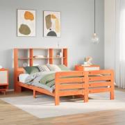 vidaXL Sängram utan madrass vaxbrun 150x200 cm massiv furu