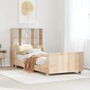 vidaXL Säng med bokhylla utan madrass 75x190 cm massiv trä