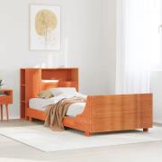 vidaXL Sängram utan madrass vaxad brun 90x190 cm massiv furu