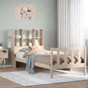 vidaXL Säng med bokhylla utan madrass 75x190cm massiv furu