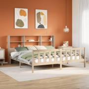 vidaXL Säng med bokhylla utan madrass 180x200cm massiv furu