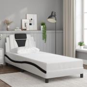 vidaXL Sängram med huvudgavel vit och svart 90x190 cm konstläder