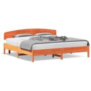 vidaXL Sängram utan madrass vaxbrun 200x200 cm massiv furu