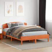 vidaXL Sängram utan madrass vaxbrun 160x200 cm massiv furu