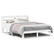 vidaXL Sängram med huvudgavel utan madrass vit 140x190 cm
