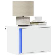 vidaXL Väggmonterade sängbord med LED-lampor 2 st vit