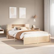 vidaXL Säng med bokhylla utan madrass 140x200cm massiv furu