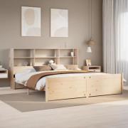 vidaXL Säng med bokhylla utan madrass 180x200cm massiv furu