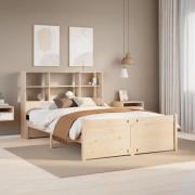 vidaXL Säng med bokhylla utan madrass 160x200cm massiv furu