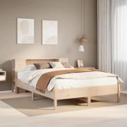 vidaXL Säng med bokhylla utan madrass 135x190cm massiv furu