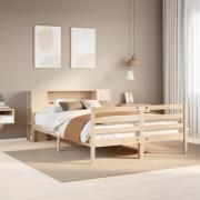 vidaXL Säng med bokhylla utan madrass 140x200cm massiv furu