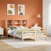 vidaXL Säng med bokhylla utan madrass 140x190cm massiv furu