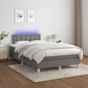 vidaXL Ramsäng med madrass & LED mörkgrå 120x200 cm tyg