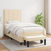 vidaXL Ramsäng med madrass gräddvit 90x190 cm tyg