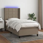 vidaXL Ramsäng med madrass & LED taupe 90x200 cm tyg