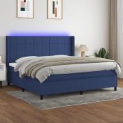 vidaXL Ramsäng med madrass & LED blå 200x200 cm tyg