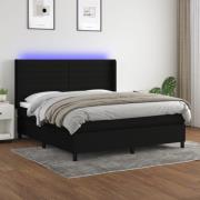 vidaXL Ramsäng med madrass & LED svart 180x200 cm tyg