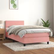 vidaXL Ramsäng med madrass rosa 90x200 cm sammet