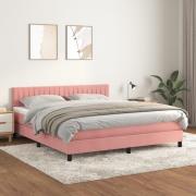 vidaXL Ramsäng med madrass rosa 180x200 cm sammet