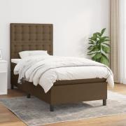 vidaXL Ramsäng med madrass mörkbrun 90x190 cm tyg