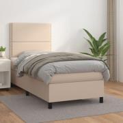 vidaXL Ramsäng med bäddmadrass cappuccino 100x200 cm konstläder