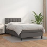 vidaXL Ramsäng med madrass grå 90x200 cm konstläder