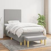 vidaXL Ramsäng med madrass ljusgrå 90x190 cm tyg