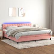 vidaXL Ramsäng med madrass rosa & LED 200x200 cm sammet