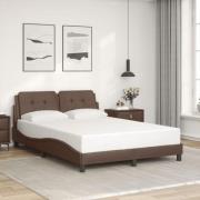 vidaXL Sängram med huvudgavel brun 120x200 cm konstläder