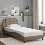 vidaXL Sängram med huvudgavel cappuccino 90x190 cm konstläder