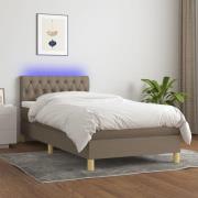 vidaXL Ramsäng med madrass & LED taupe 100x200 cm tyg