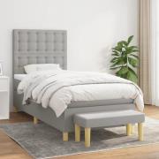 vidaXL Ramsäng med madrass ljusgrå 90x190 cm tyg