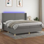 vidaXL Ramsäng med madrass & LED grå 200x200 cm tyg