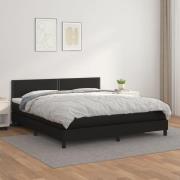 vidaXL Ramsäng med madrass svart 180x200 cm konstläder