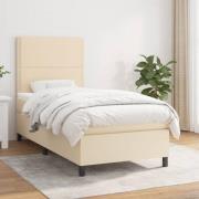 vidaXL Ramsäng med madrass gräddvit 90x190 cm tyg